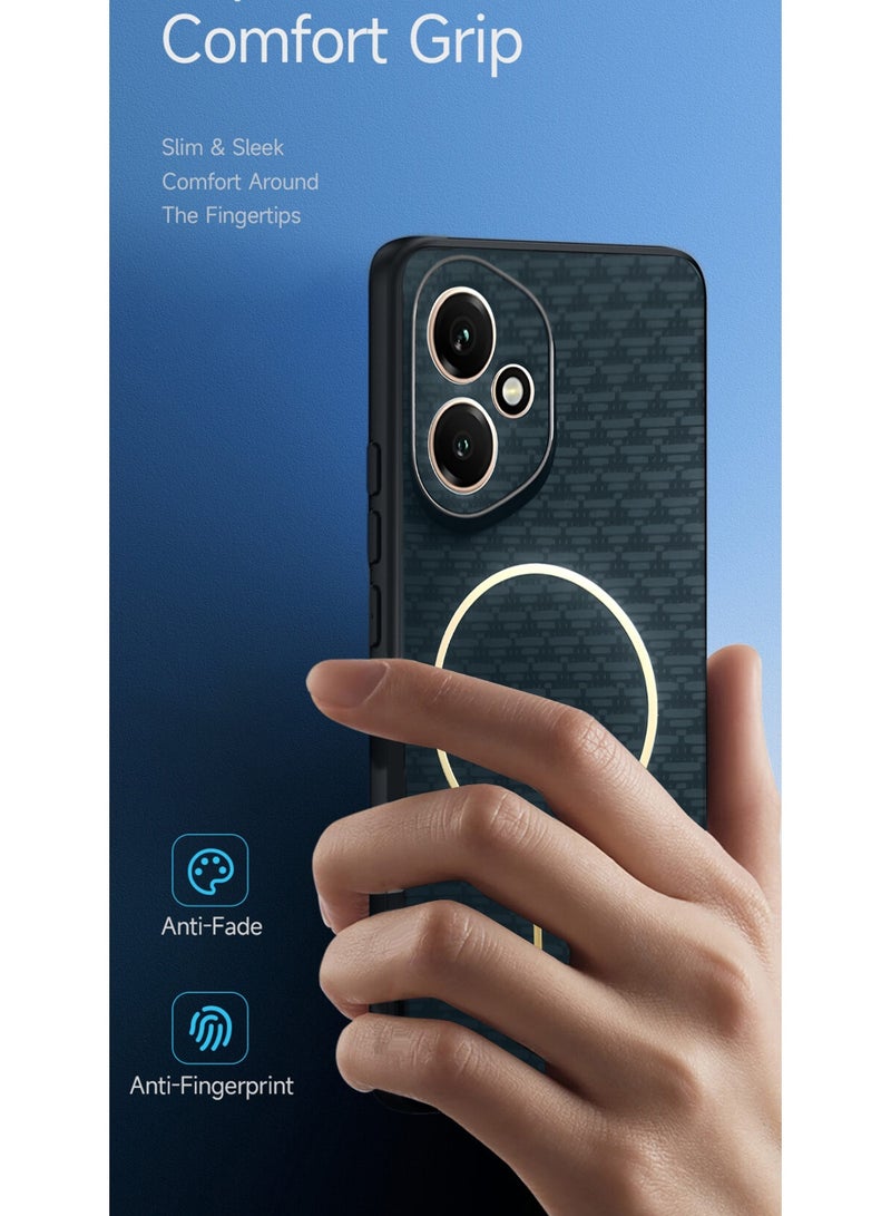 Wtech Honor 400 5G 2025 Magsafe Hard Back Carbon Fabric Texture Case Cover - Sea Green - Image 2