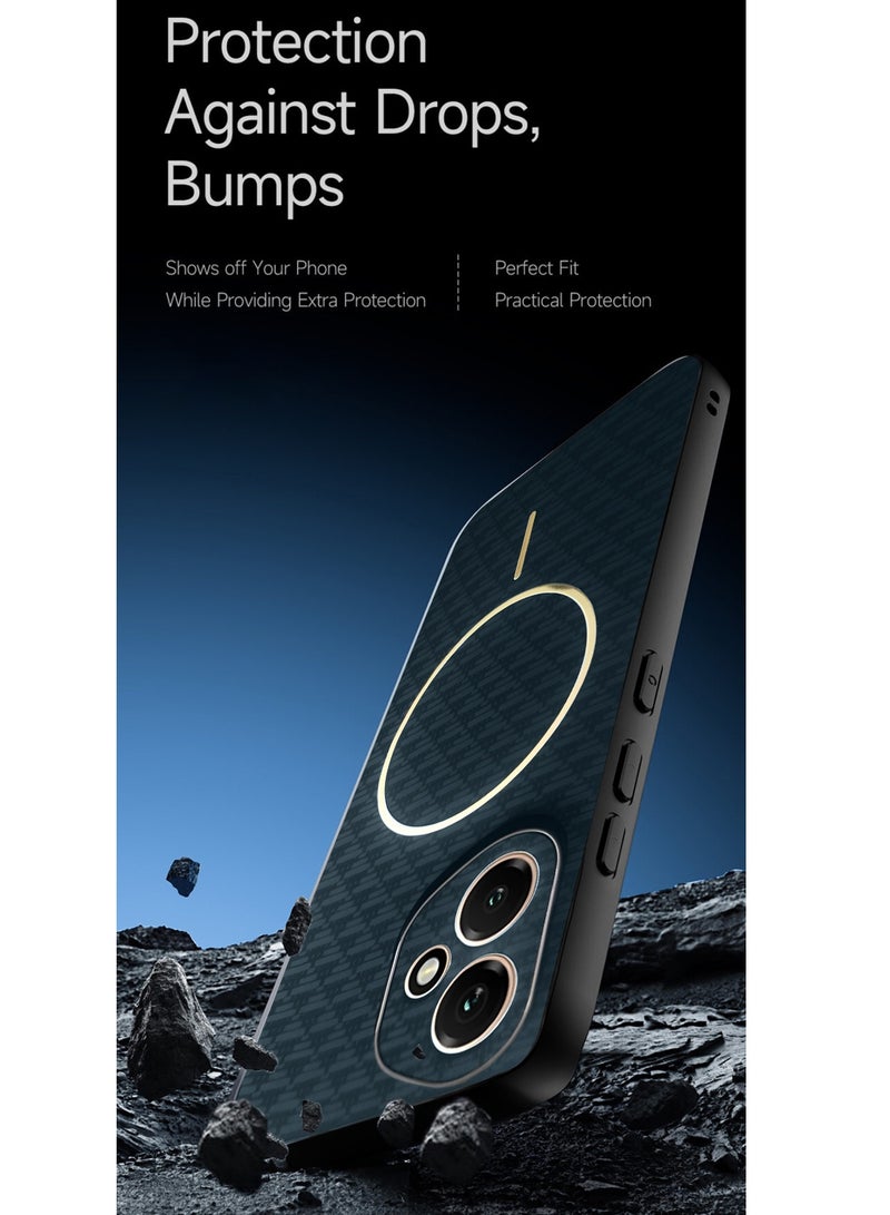 Wtech Honor 400 5G 2025 Magsafe Hard Back Carbon Fabric Texture Case Cover - Sea Green - Image 3