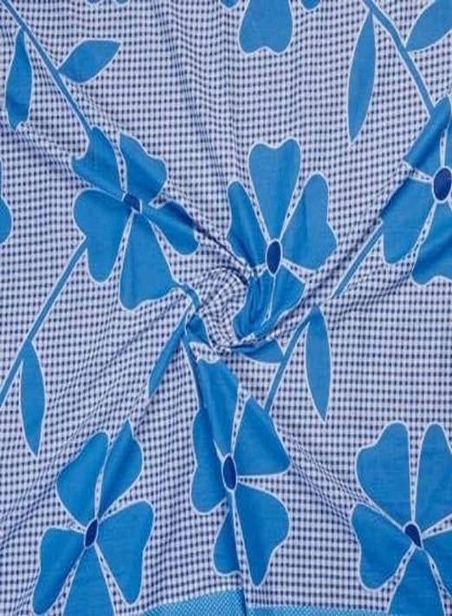 Decorum Glace Cotton 3D Blue Big Flower Print Bedsheet with 2 Pillow Cover 90 x 90 Inch (Blue) - Image 2