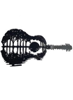 17'' Guitar Wall Art, Modern Hollow Out Design, Metal Guitar Art Music Wall Decor, Abstract Sunset Hanging Sign Guitars Player Gift, for Music Lovers for Modern Home, Bedroom, Living Room(1 Pack)