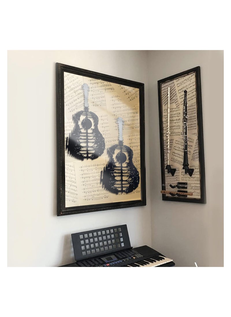 SYOSI - 17'' Guitar Wall Art, Modern Hollow Out Design, Metal Guitar Art Music Wall Decor, Abstract Sunset Hanging Sign Guitars Player Gift, for Music Lovers for Modern Home, Bedroom, Living Room(1 Pack) - Image 1