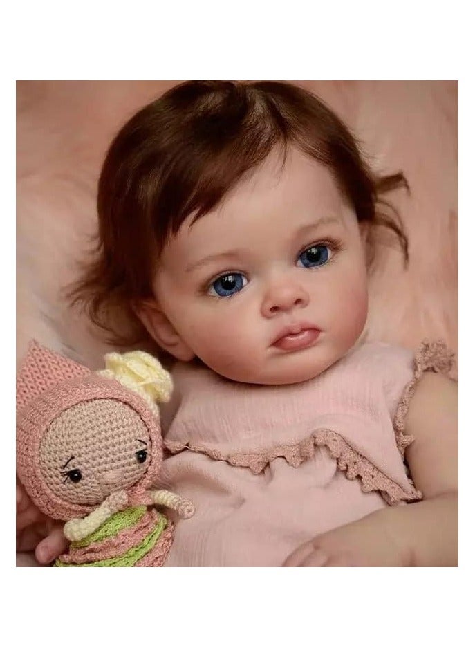 Nano Classic 22 inch 55 Cm Reborn Baby Doll Silicone Newborn real like Baby Doll Girl Toy Gift Dolls Cute (Pink simple outfit) - Image 5