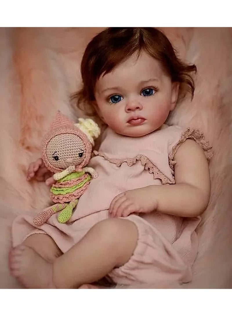 Nano Classic 22 inch 55 Cm Reborn Baby Doll Silicone Newborn real like Baby Doll Girl Toy Gift Dolls Cute (Pink simple outfit) - Image 1