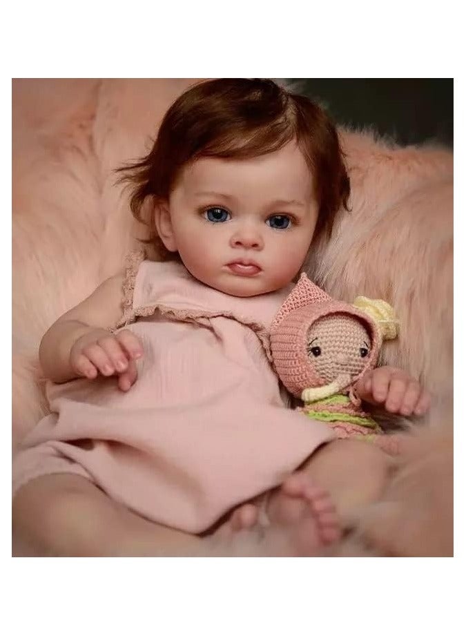 Nano Classic 22 inch 55 Cm Reborn Baby Doll Silicone Newborn real like Baby Doll Girl Toy Gift Dolls Cute (Pink simple outfit) - Image 2