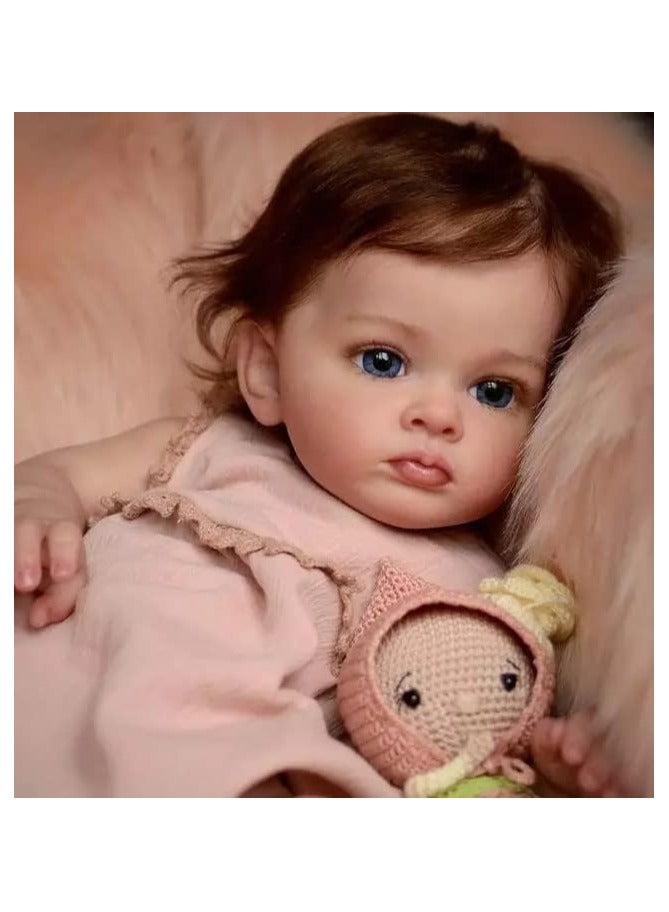 Nano Classic 22 inch 55 Cm Reborn Baby Doll Silicone Newborn real like Baby Doll Girl Toy Gift Dolls Cute (Pink simple outfit) - Image 3