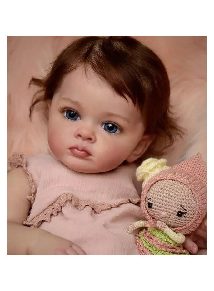 Nano Classic 22 inch 55 Cm Reborn Baby Doll Silicone Newborn real like Baby Doll Girl Toy Gift Dolls Cute (Pink simple outfit) - Image 4