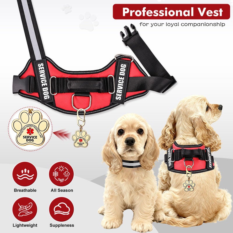 Opstin Service Dog Vest, ID Tag + 50 ADA Information Cards, Service Dog Harness w Patch in Sizes X Small to XX Large, Ruggedized Metal Tag, Service Animal Information Cards, ESA Accessory Set Medium - Image 3