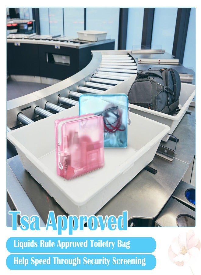 Locmeo 4 Pack TSA Approved Travel Toiletry Bags Frosted Translucent Leak-proof Cosmetic Makeup Bags for Women Men Travel Organizer Airport Security(Pastel,6.7 x 5.5 x 1.8 Inch) - Image 4