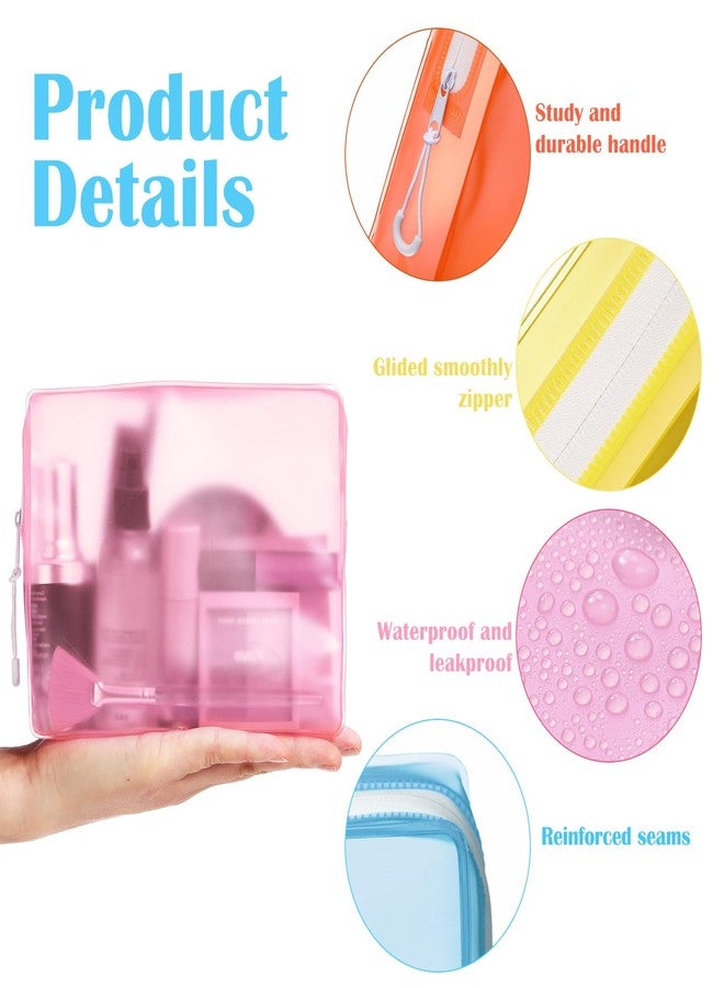 Locmeo 4 Pack TSA Approved Travel Toiletry Bags Frosted Translucent Leak-proof Cosmetic Makeup Bags for Women Men Travel Organizer Airport Security(Pastel,6.7 x 5.5 x 1.8 Inch) - Image 3