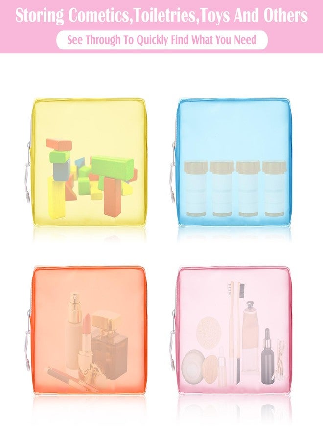 Locmeo 4 Pack TSA Approved Travel Toiletry Bags Frosted Translucent Leak-proof Cosmetic Makeup Bags for Women Men Travel Organizer Airport Security(Pastel,6.7 x 5.5 x 1.8 Inch) - Image 5