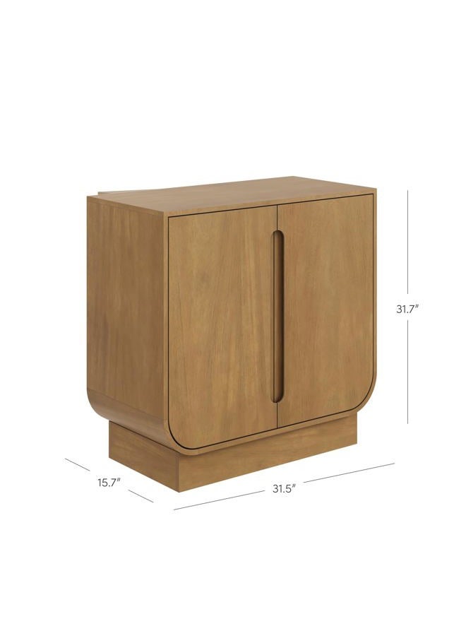 Nathan James Joey Mid Century Modern Storage Cabinet, Arched Accent Cabinet with Rounded Bottom Edges and Integrated Door Pull Cutouts, Light Brown - Image 4