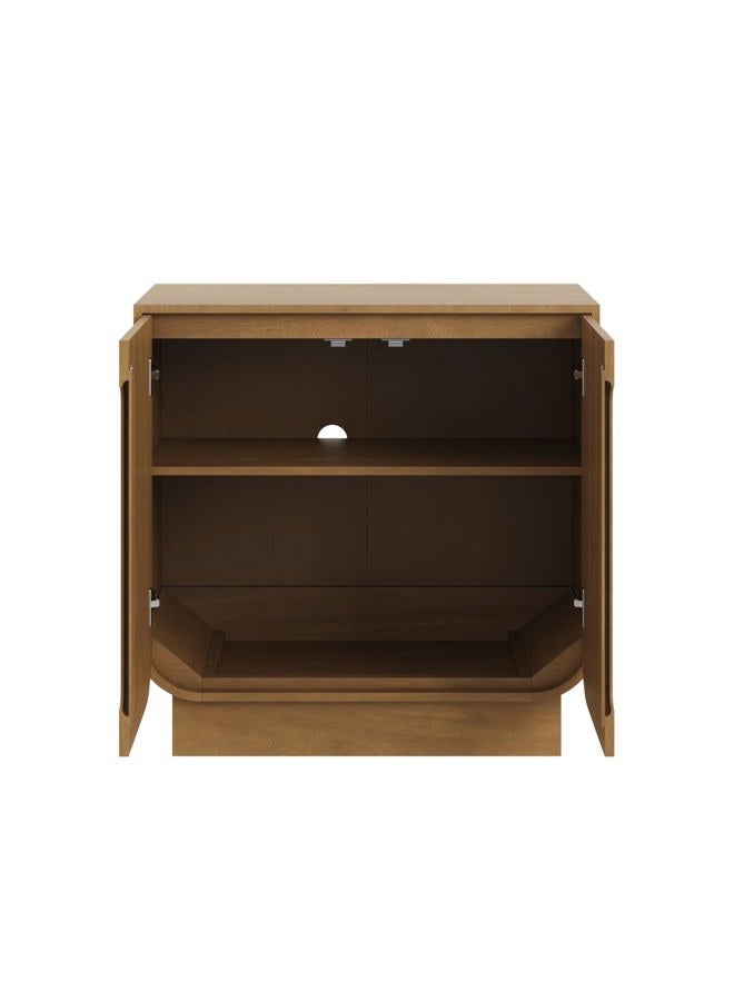 Nathan James Joey Mid Century Modern Storage Cabinet, Arched Accent Cabinet with Rounded Bottom Edges and Integrated Door Pull Cutouts, Light Brown - Image 5