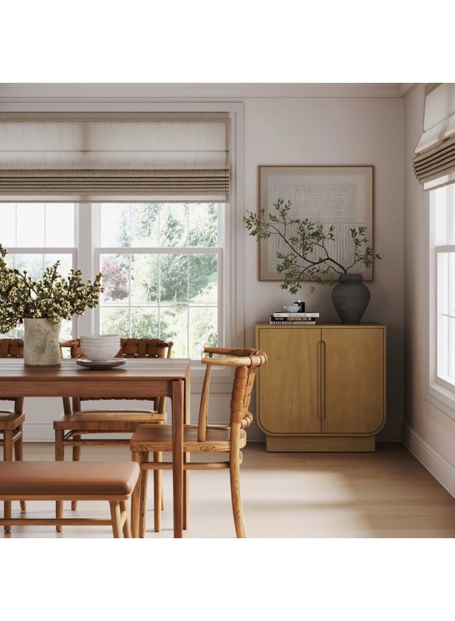 Nathan James Joey Mid Century Modern Storage Cabinet, Arched Accent Cabinet with Rounded Bottom Edges and Integrated Door Pull Cutouts, Light Brown - Image 2