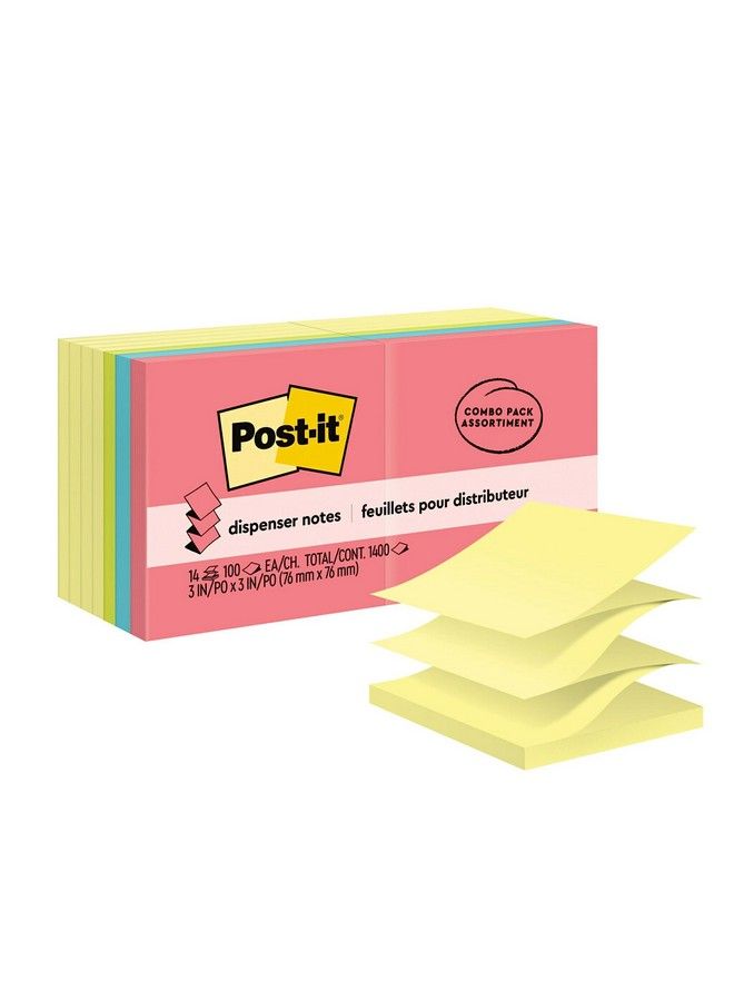 Post-it Pop Up Notes 3X3 In 14 Pads America'S’S 1 Favorite Sticky Notes Assorted Colors Clean Removal Recyclable (R330 14Ywm) - Image 1