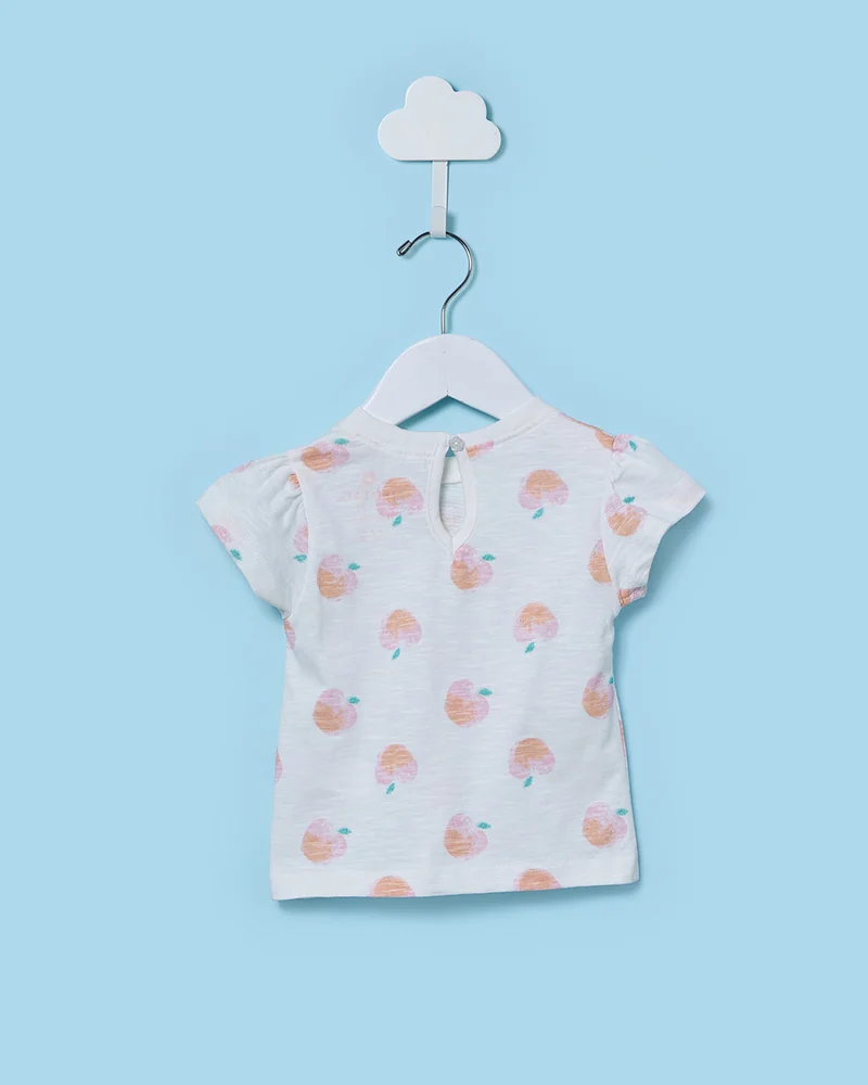 Redtag Infant Girls Ivory Printed T-Shirt