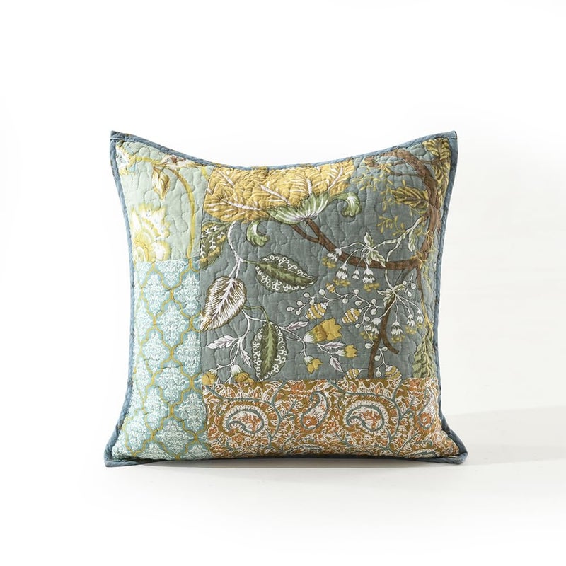 NEWLAKE Green Bohemian Floral Style Cotton Throw Pillow Covers (2 Pieces, 18X18 Inch) - Image 2