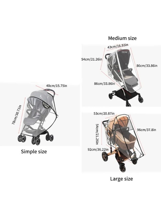 Chabeia Large Size Universal rain cover buggy with full front opening, easy to use, transparent rain cover, pram, sports buggy with window and double zip for opening - Image 2