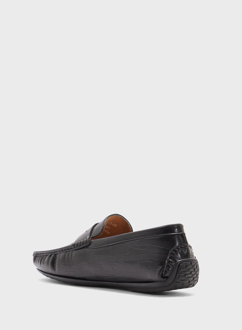 Robert Wood Saddle Detail Textuted Loafers  - Image 2