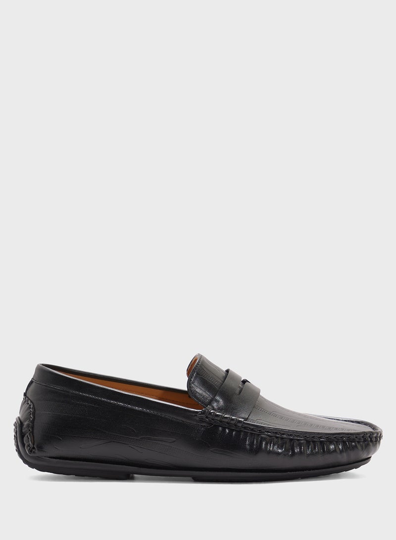 Robert Wood Saddle Detail Textuted Loafers  - Image 1