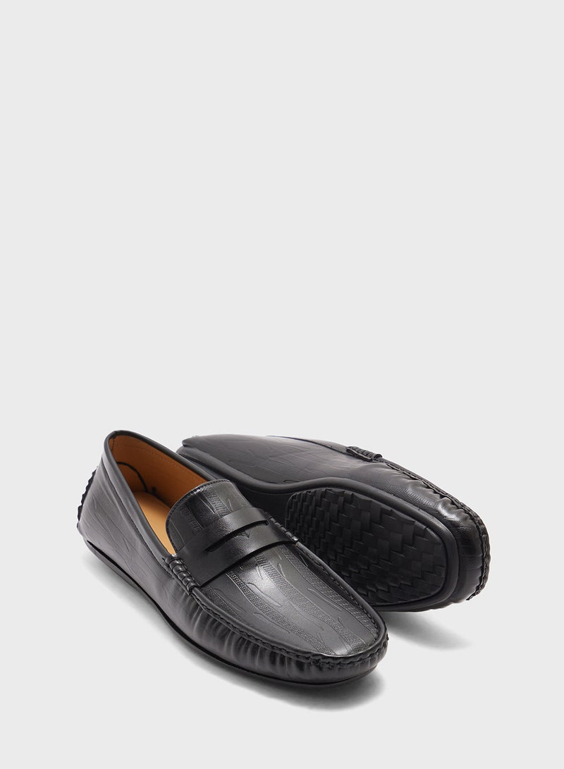 Robert Wood Saddle Detail Textuted Loafers  - Image 3