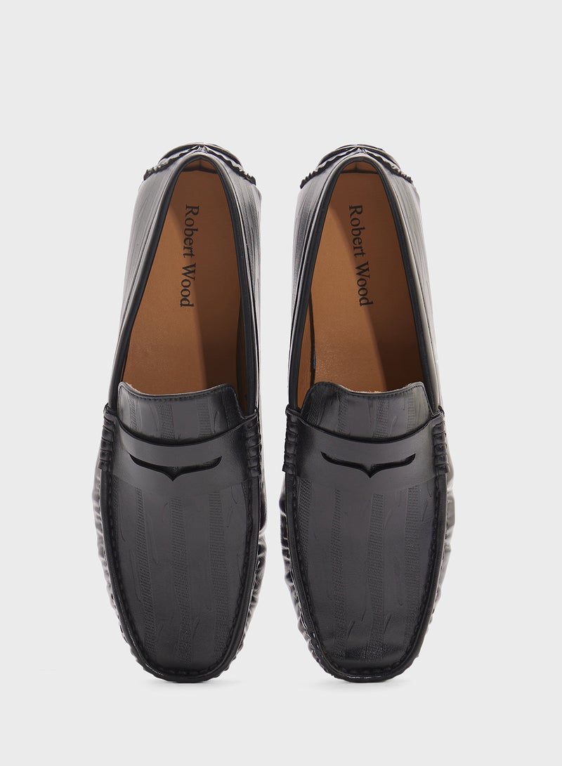 Robert Wood Saddle Detail Textuted Loafers  - Image 4