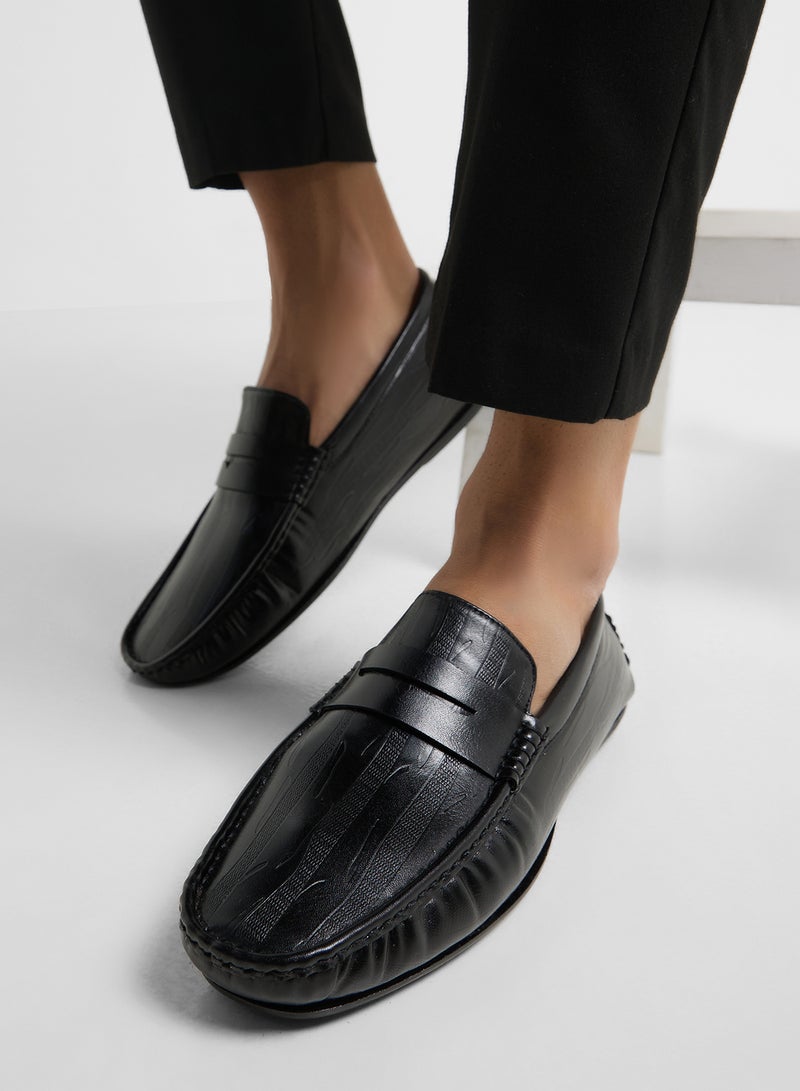 Robert Wood Saddle Detail Textuted Loafers  - Image 5