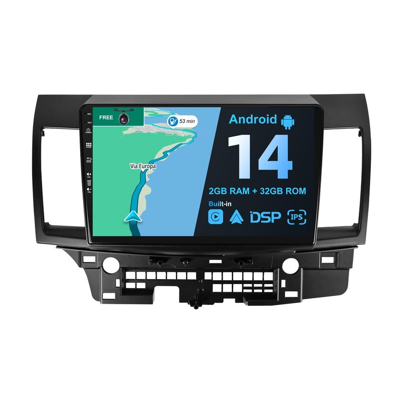 Generic BXLIYER Android 13 IPS Car Stereo For Mitsubishi Lancer (2010-2016) - Built-in Carplay + Android Auto - 2G+32G - Rear Camera FREE - 10.1 Inch 2 Din - Steering Wheel WiFi 4G DAB Fast-boot Split-Screen  - Image 1
