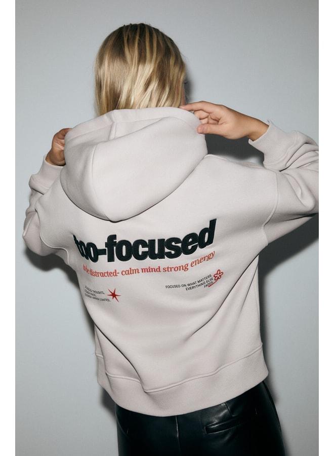 GRIMELANGE SILENT Women's Hooded Organic Cotton Sweatshirt with Polyester Lining, Kangaroo Pocket, Printed and Embroidered, Light Lilac. - Image 3