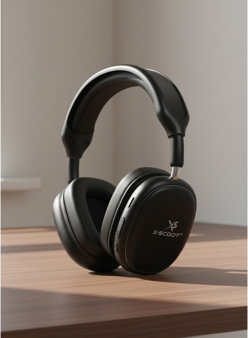 X-SCOOT XS-655 Wireless Bluetooth Headphones, 40mm Deep Bass Drivers, Hands-Free Calls, TF Card & 3.5mm AUX, Extra Soft Cushions, 24H Playtime, USB-C Charging - Image 4