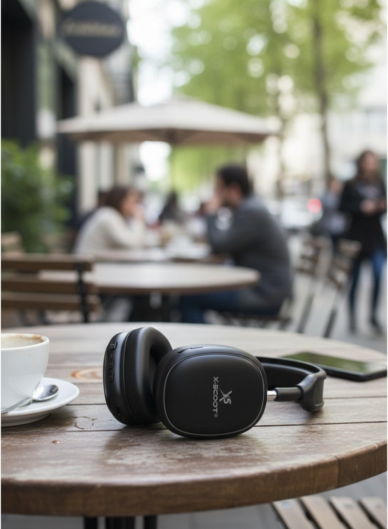 X-SCOOT XS-655 Wireless Bluetooth Headphones, 40mm Deep Bass Drivers, Hands-Free Calls, TF Card & 3.5mm AUX, Extra Soft Cushions, 24H Playtime, USB-C Charging - Image 5