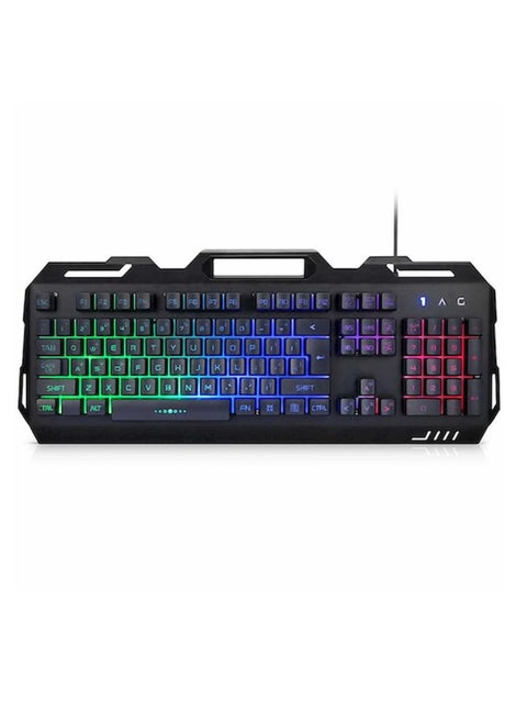K-102 Gaming Keyboard with Rainbow LED Lighting, Metal Cover and Plastic Gaming Surface - Easy to use and comfortable.
