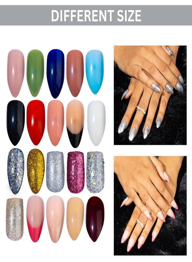 Hexwell Press on Nails 24 Colors 576PCS Almond Shape False Nail For Parties Weeding Office - Medium Length Mixed Color Fake Nails - Image 2