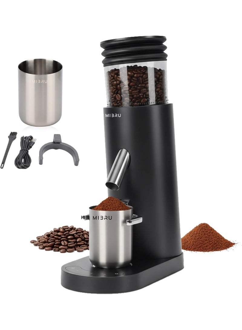 MIBRU V60 Conical Burr Coffee Grinder with stainless steel gears Grind Settings, Precision Timer, Anti-Static Design – Ideal for Espresso, Drip, Pour Over, Cold Brew, and French Press - Image 1