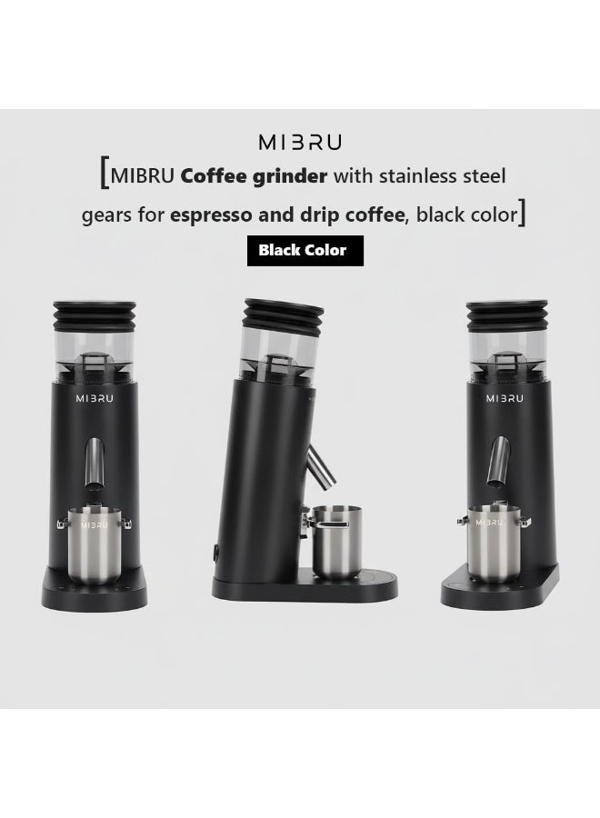 MIBRU V60 Conical Burr Coffee Grinder with stainless steel gears Grind Settings, Precision Timer, Anti-Static Design – Ideal for Espresso, Drip, Pour Over, Cold Brew, and French Press - Image 4