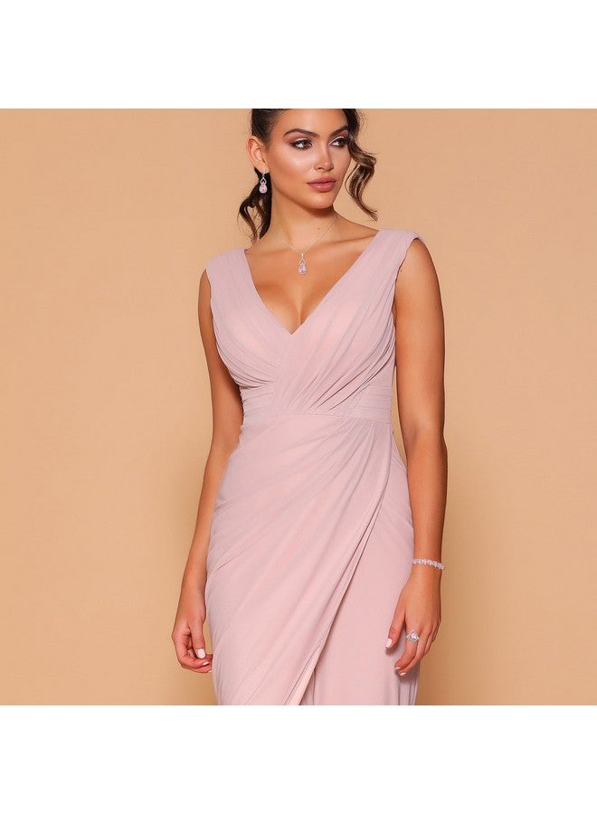 BriLove Wedding Jewelry Set For Women Bride Bridesmaid Gorgeous Cubic Zirconia Teardrop Necklace Earrings Bracelet Adjustable Ring Set Gift For Birthday Anniversary Pink Silvertone - Image 2