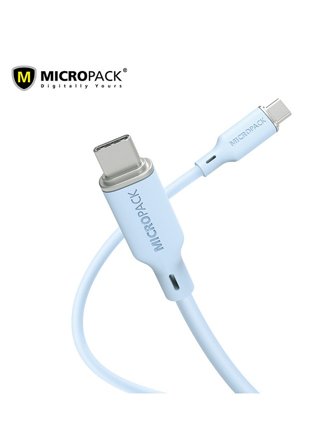 مايكروباك كابل USB-C للشحن والمزامنة Micropack MC-C60 - كابل سيليكون ناعم، 3 أمبير، أزرق - Image 1