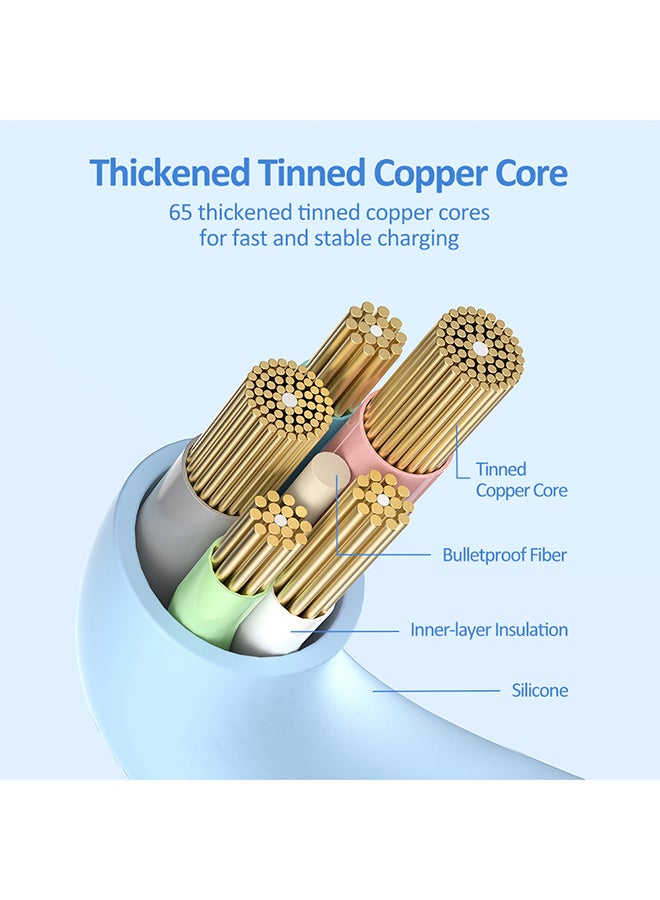 مايكروباك كابل USB-C للشحن والمزامنة Micropack MC-C60 - كابل سيليكون ناعم، 3 أمبير، أزرق - Image 5