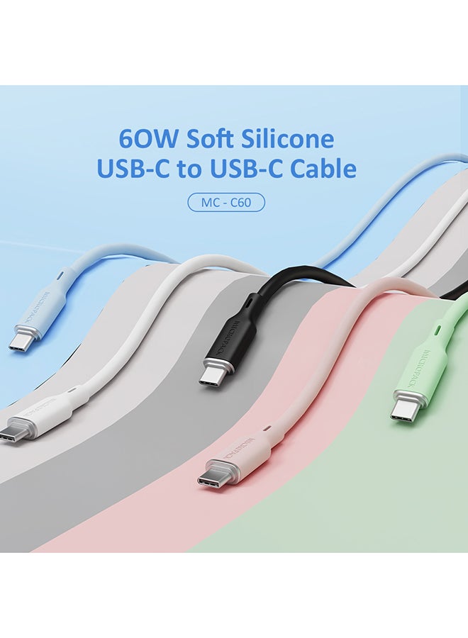 مايكروباك كابل USB-C للشحن والمزامنة Micropack MC-C60 - كابل سيليكون ناعم، 3 أمبير، أزرق - Image 2