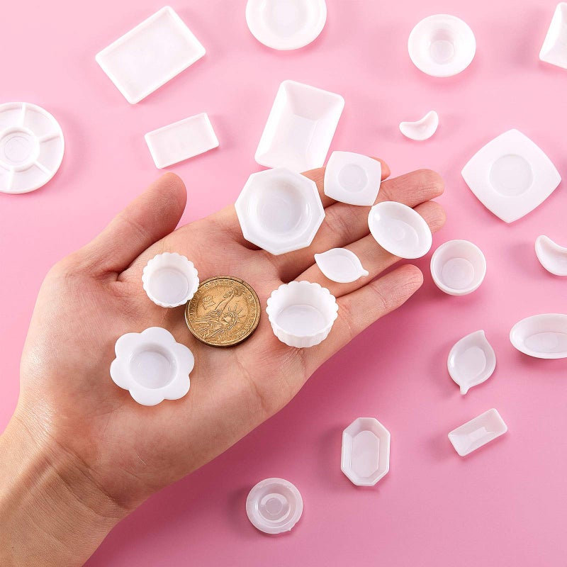 Skylety 33 Pieces 1:12 Dollhouse Miniature Decoration Accessory Dollhouse Miniature Kitchen Tableware Plastic Mini Plate Dishes Cups Bowl Set Micro Decoration for Dolls House Accessory Pretend Play - Image 3