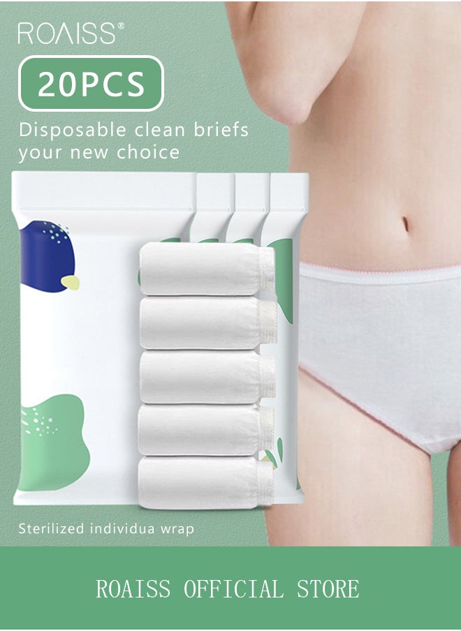 roaiss 20 Pack Set Women's Disposable Briefs Pregnant Confinement Postpartum Sterile High Stretch Panties Mid-waist Hygiene Soft Underpants Individual Package Underwear White  - Image 2