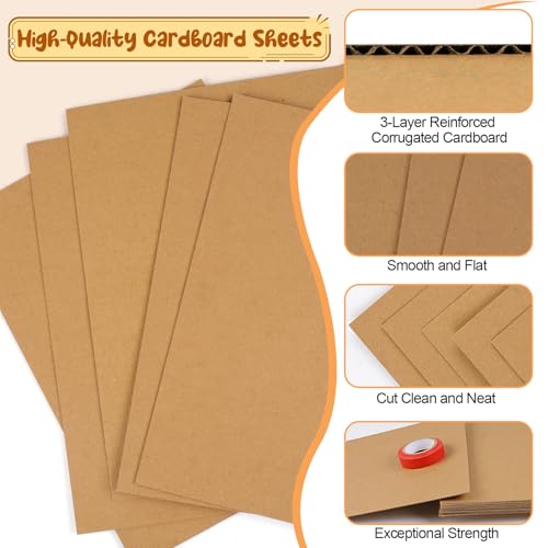 LECWELL Cardboard Sheets，13 Pack 8.5"x11" Corrugated Cardboard Sheets,Cardboard Inserts Flat for DIY Crafts,Packing, Shipping, Mailing(Brown) - Image 3