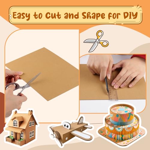 LECWELL Cardboard Sheets，13 Pack 8.5"x11" Corrugated Cardboard Sheets,Cardboard Inserts Flat for DIY Crafts,Packing, Shipping, Mailing(Brown) - Image 4