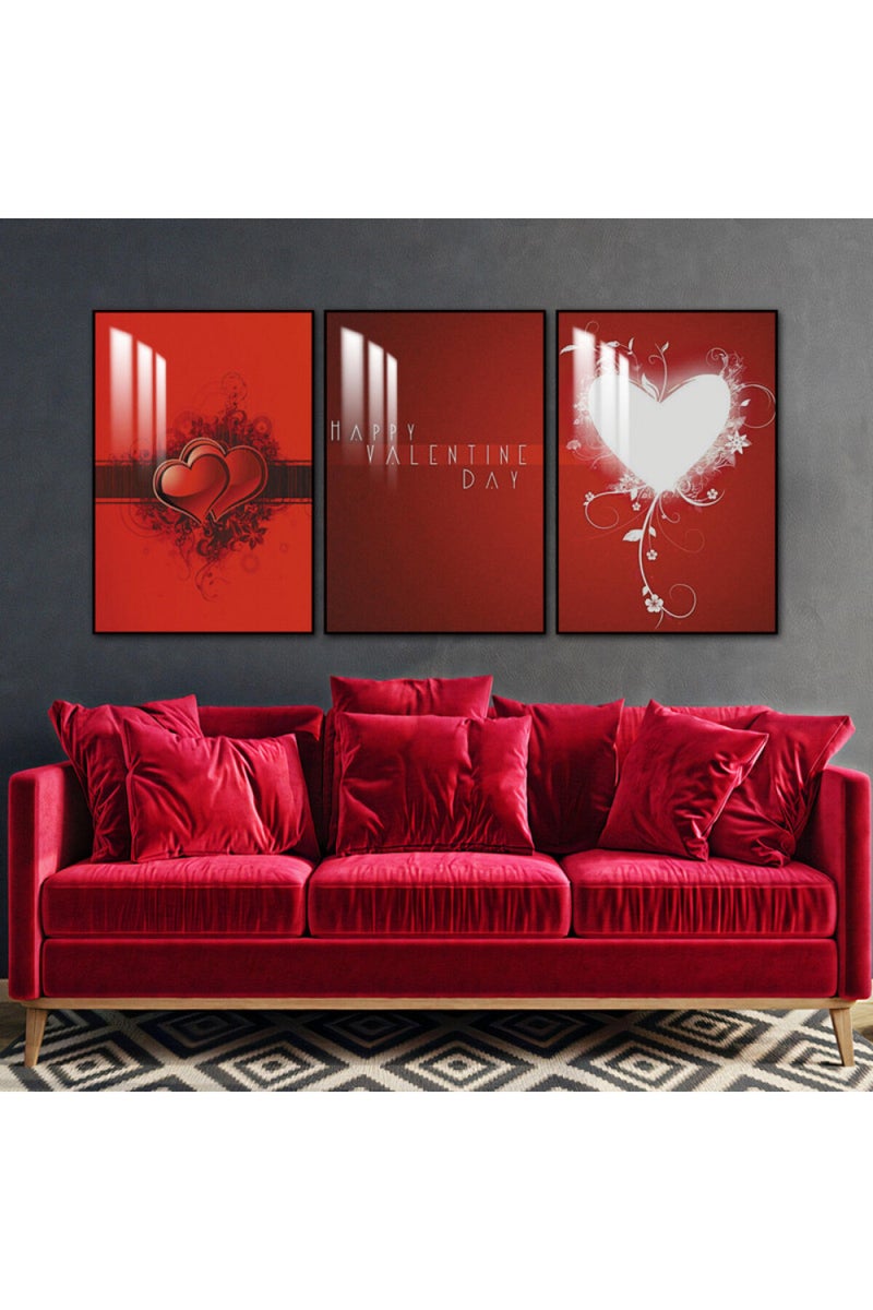 Marktna Three wooden wall painting with a frame and a clear acrylic layer - Image 1