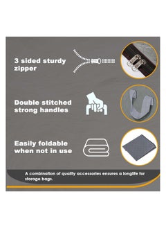 Generic 3 Pack Storage Bag Grey, Large 90L Capacity, 3 Sided Zip Top Lid, Practical for Storing Clothes, Toys & Duvet. Dust/Mites Proof, Ideal for House Moving. (60 x 43 x 35 cm)  - Image 2