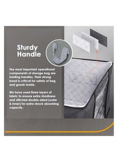 Generic 3 Pack Storage Bag Grey, Large 90L Capacity, 3 Sided Zip Top Lid, Practical for Storing Clothes, Toys & Duvet. Dust/Mites Proof, Ideal for House Moving. (60 x 43 x 35 cm)  - Image 3