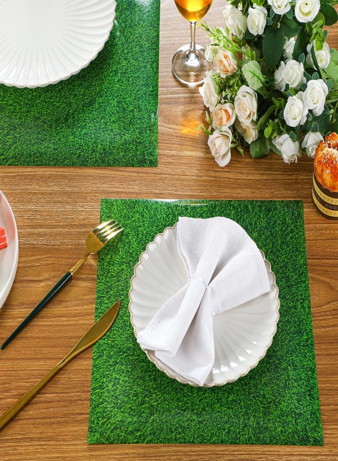 Yinder 50 Pcs Disposable Paper Grass Mat Square Fake Grass Placemats Green Grass Print Paper Placemats for Farmhouse Garden Celebration Indoor Outdoor Softball Golf Party Decor, 11.8 x 11.8 Inch - Image 3