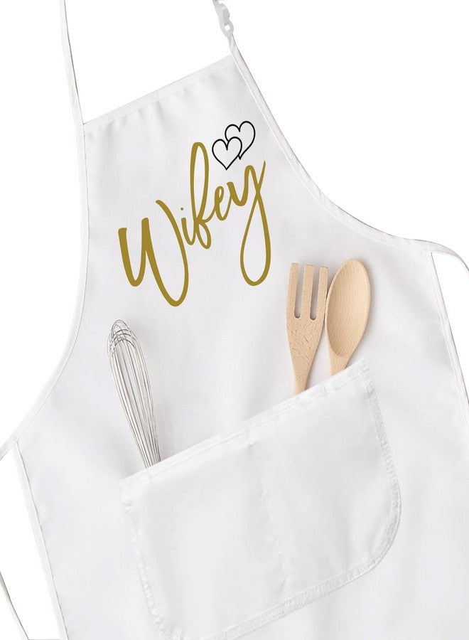 POFULL Wifey Apron for Kitchen - Bridal Shower and Wedding Gift - Image 3