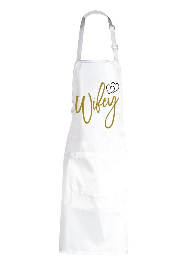 POFULL Wifey Apron for Kitchen - Bridal Shower and Wedding Gift - Image 1
