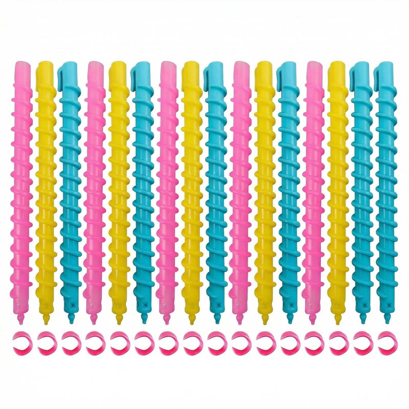 TOPWEL 18 Pieces 73inch Spiral Hair Perm Rod Colorful Plastic LongMedium Hair Barber Hairdressing Styling Curling Perm Rod No Heat Hair Curlers for Women Girls Most of Hairstyle Random Color - Image 3