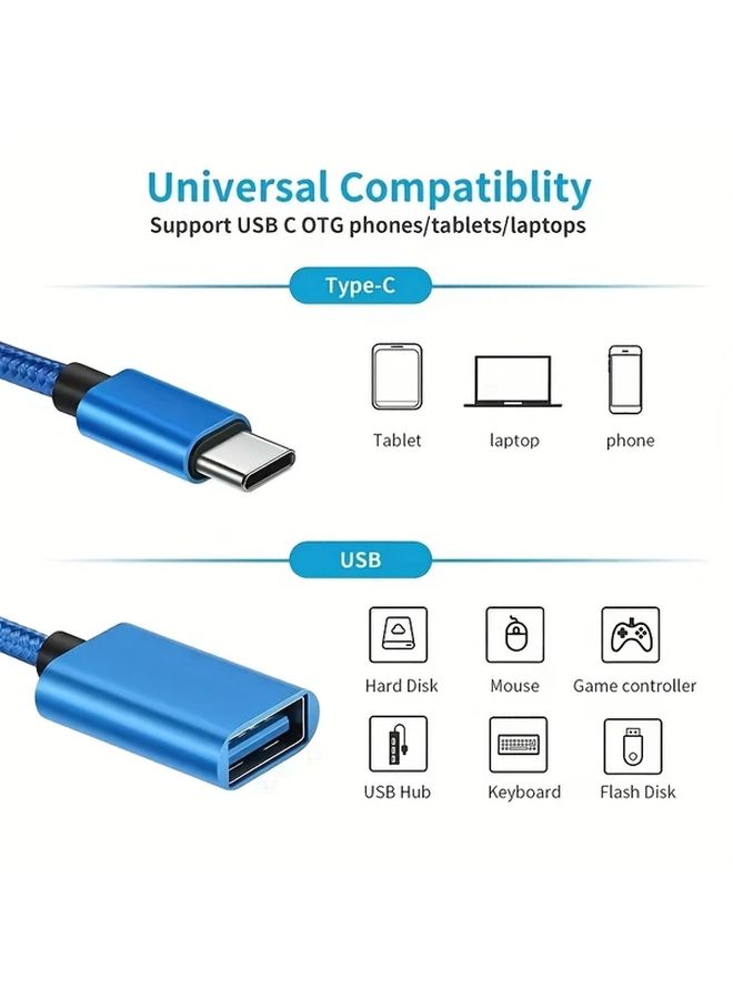 2 Pack Black Braided USB C OTG Adapter For Phone And Computer Travel Essential - Image 3